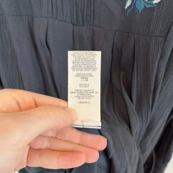 Free People Black Long Sleeve Dress with Floral Embroidery - Picture 8 of 9